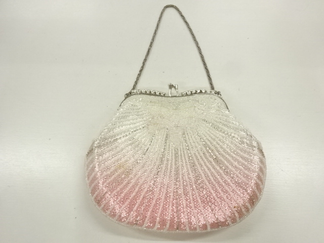 JAPANESE KIMONO / ANTIQUE BAG / BEADS / ABSTRACT PATTERN